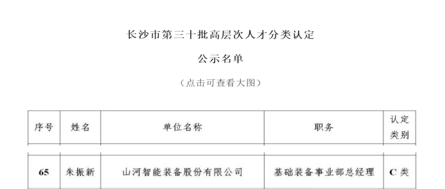 喜讯！GA黄金甲智能朱振新获评长沙市C类高层次人才